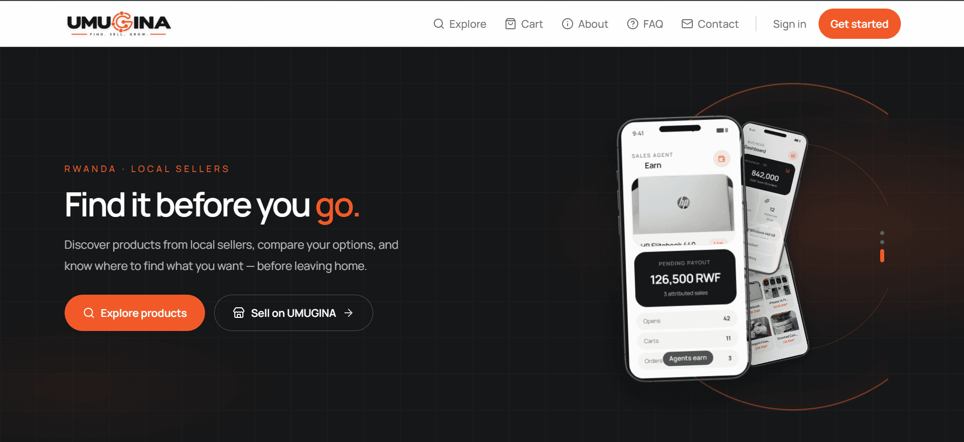 Umugina product interface
